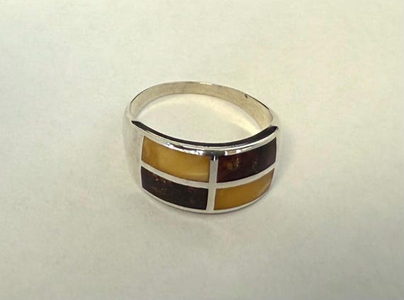 Multicolored Amber sterling silver ring size 9.5.… - image 5