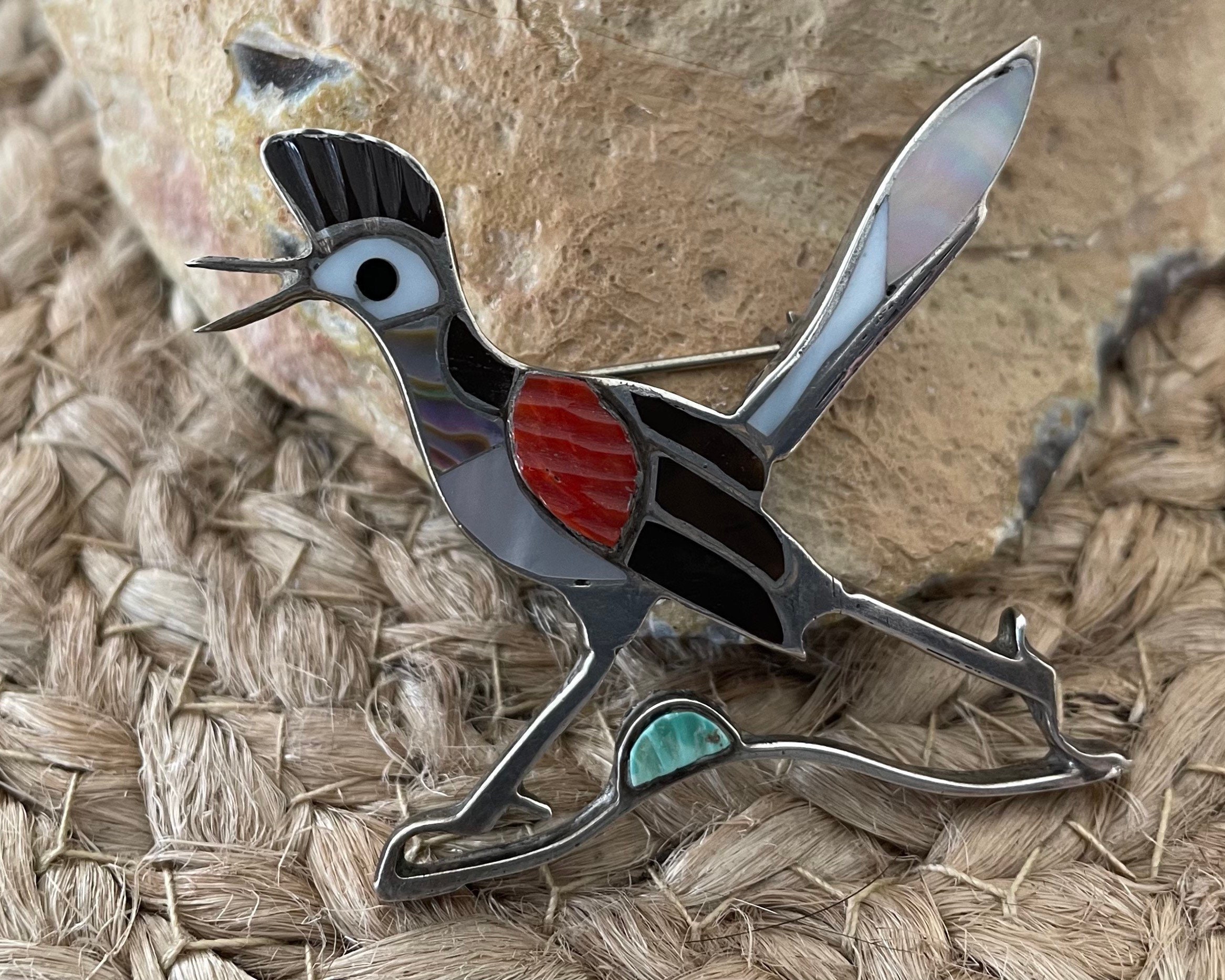 ZUNI Roadrunner Bird Sterling Silver Big Size Brooch/ Pin Etsy