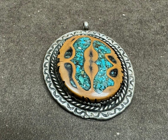 The Most Unique Vintage Native American Navajo Turquoise Walnut Inlay Sterling Silver Bracelet The Most Unique Vintage Native American Navajo Turquoise Walnut Inlay Sterling Silver Bracelet