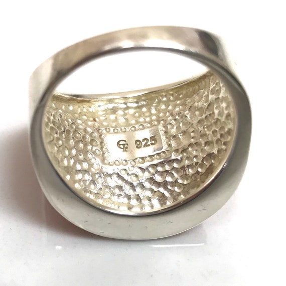 Wide colorful multi stone Cigar band Hallmarked s… - image 3