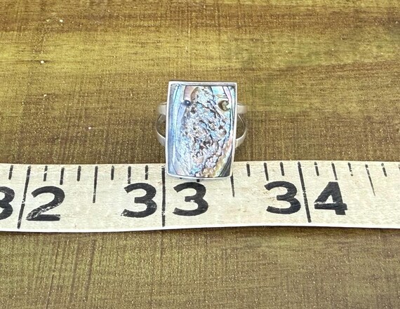 Vintage Abalone Shell Sterling Silver Ring - Size… - image 6