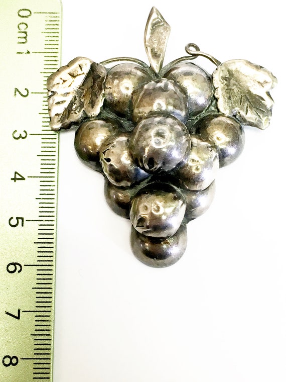 Mexico Sterling Silver Grape Brooch     (#-0140) - image 4