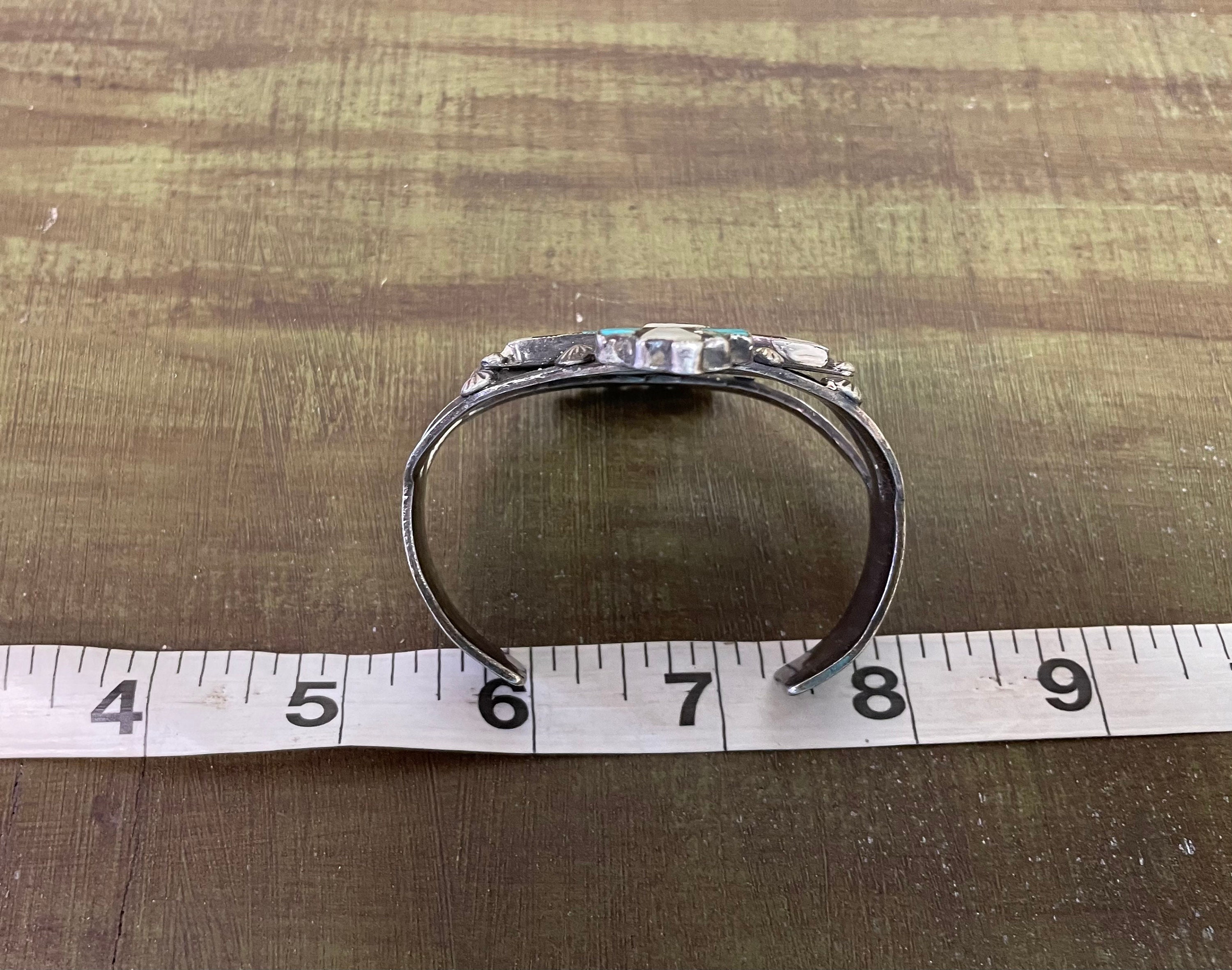Vintage Zuni Native American Turquoise Inlay Knifewing Cuff Bracelet ...