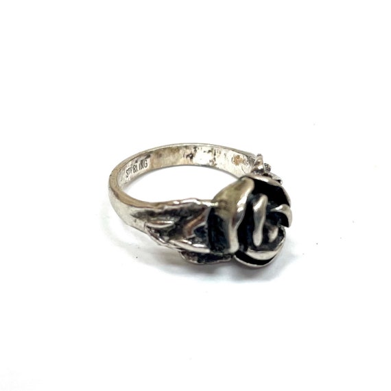 Sterling Silver Rose Ring - Size 6 - image 2