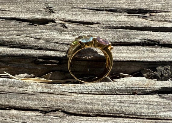 Solid 925 multicolored gemstone vermeil statement… - image 3