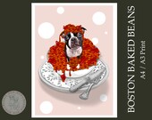 Boston Beans Print - Fun and comical Boston Terrier Print - Perfect gift for dog and coffee lovers