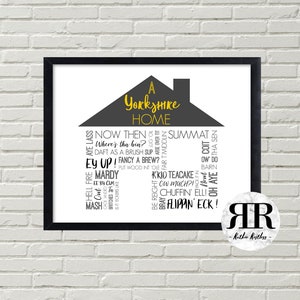 A Yorkshire Home Print, Yorkshire Words & Phrases, Yorkshire Sayings, Instant Digital Download, Printable Wall Art, 8x10