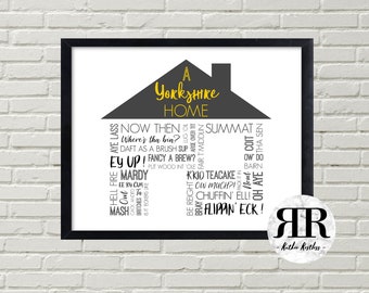 A Yorkshire Home Print, Yorkshire Words & Phrases, Yorkshire Sayings, Instant Digital Download, Printable Wall Art, 8x10