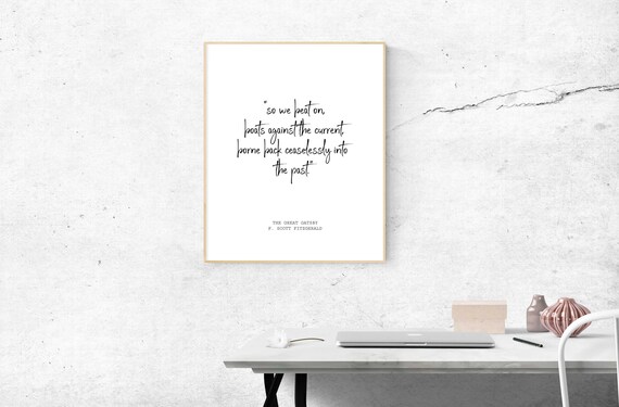 The Great Gatsby F. Scott Fitzgerald Quote Print so We Beat | Etsy
