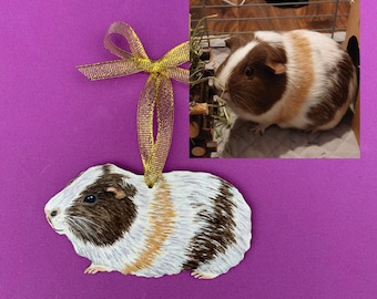 Guinea pig, custom pet portrait, guinea pig personalised ornament, Christmas decoration, guinea pig gifts, guinea pig painting, pet gifts