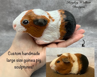 Custom guinea pig sculpture, LARGE size, custom pet sculpture, guinea pig ornament, guinea pig gifts, pet loss gift, pet portrait, cavy