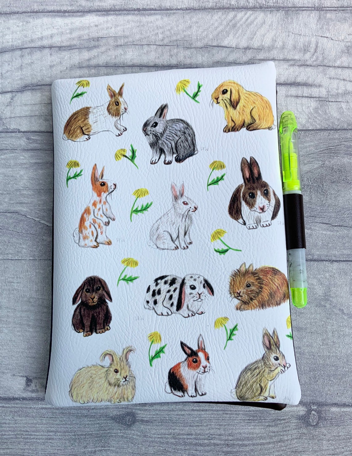 Rabbit/ Notebook Cover/ A5 Notebook/ Bunny/ Rabbit Gifts/ Diary Cover ...