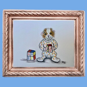 Conejillo de indias, ilustración original, pintura en acuarela, cavy, regalos de conejillo de indias, retrato de mascota, pintura original, Baby Binky, 10 x 14 cm