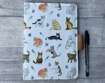 Cat / notebook cover/ A6 notebook/ cat gifts/ Christmas gift/ diary cover/ book sleeve/ notebook/ journal/ handmade / kitty / cats