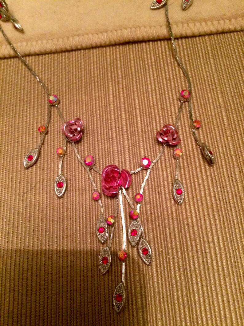 Pink Rhinestone Jewelry Set