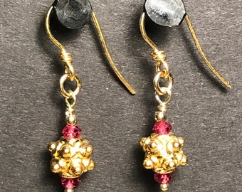 Ruby and Vermeil Earrings