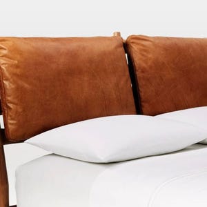 Custom Leather Headboard Cover: Queen Size Bed Cushion, Adjustable Strap