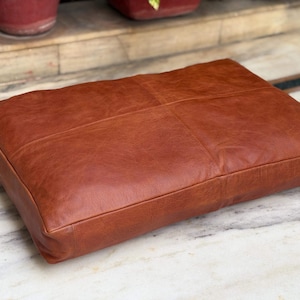 Customized Genuine Leather Seat Cushion Cover, Personalized Sofa Accessories, Meditation cushion, Floor Cushion Cover, Leather Pet Bed