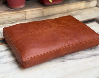 Personalized Leather Seat Cushion Cover: Reddish Brown Dog Bed
