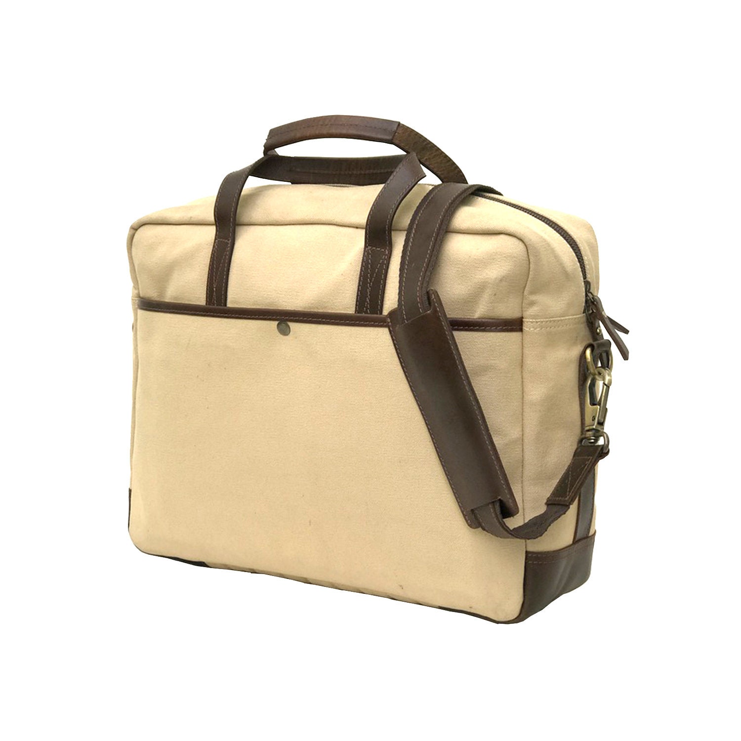 Cream Waxed Canvas Laptop Bag Leather Portfolio Bag Eco Etsy