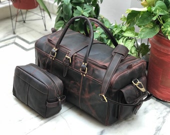 Handmade Leather Bag - Mens Duffle Bag - Large Travel Bag - Men's Weekender Bag - Holdall Bag - Overnight Holiday Bag - New Year 2024 Gift
