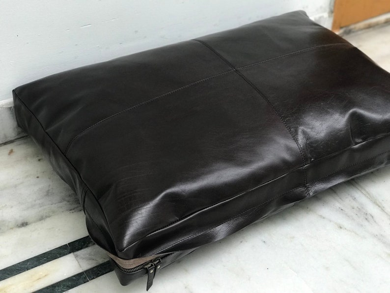 30x20 Coffee Brown Genuine Leather Seat Cushion Cover Dining - Etsy