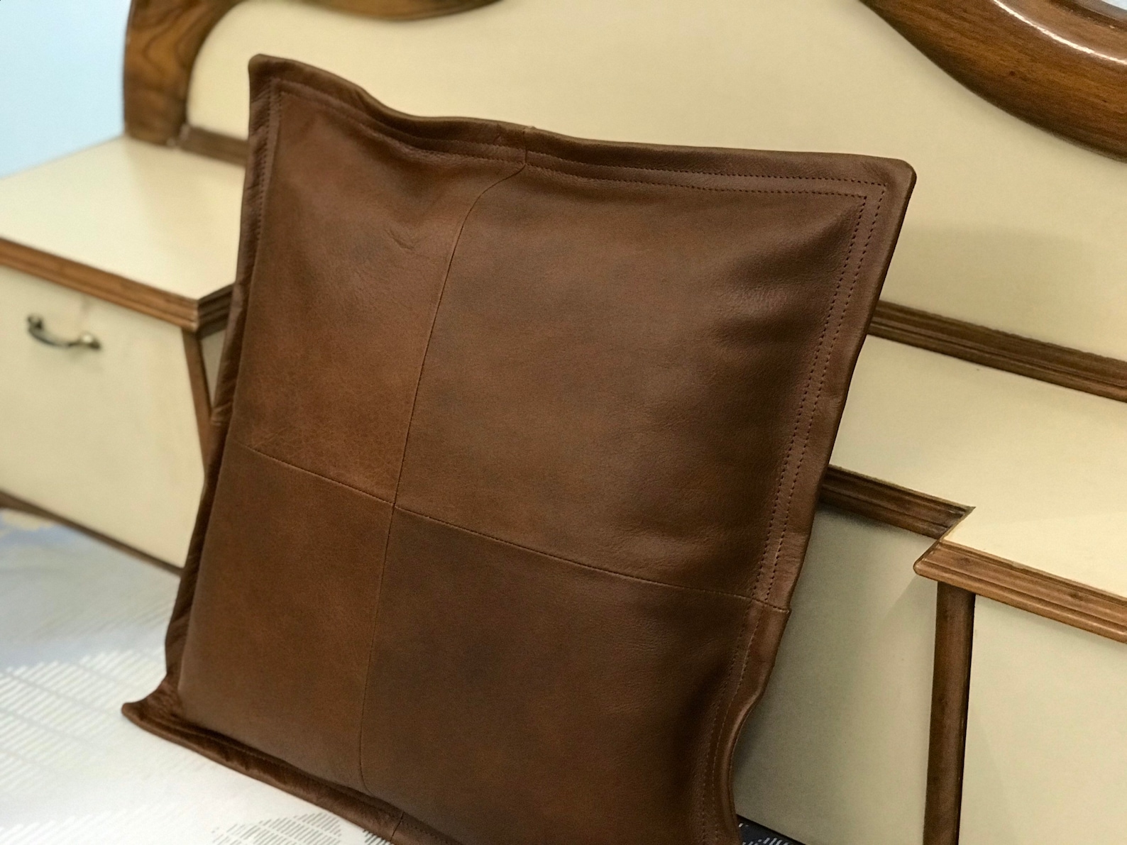 Dark Brown Genuine Leather Cushion Cover Pillow Couch Leather Etsy