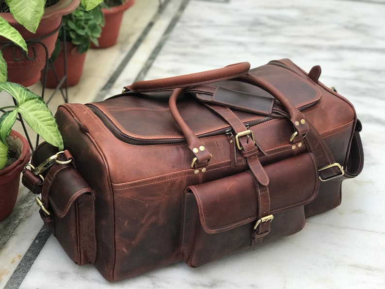 24 Inch Dark Brown Genuine Buffalo Leather Weekend Bag | Etsy