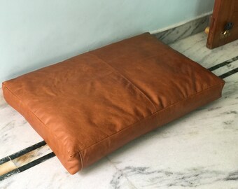 Customise Soft Hot Cinnamon  Leather Seat Cushion Cover, Leather Pet FloorPersonalized Dog Accessories , Meditation cushion, Floor Cushion