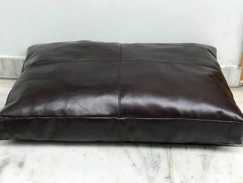 30x20 Coffee Brown Genuine Leather Seat Cushion Cover Dining Etsy