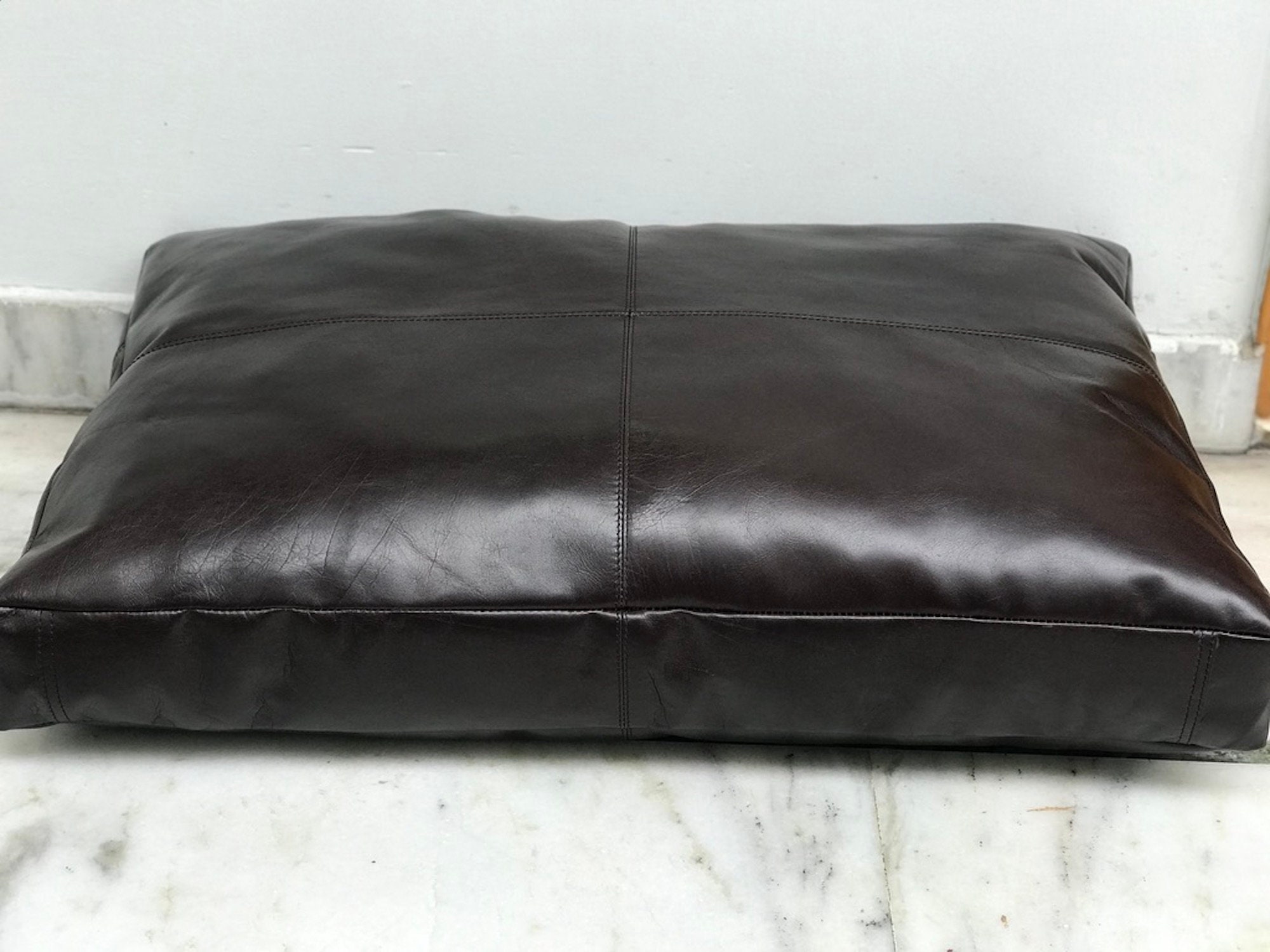 30x20 Coffee Brown Genuine Leather Seat Cushion Cover Dining - Etsy