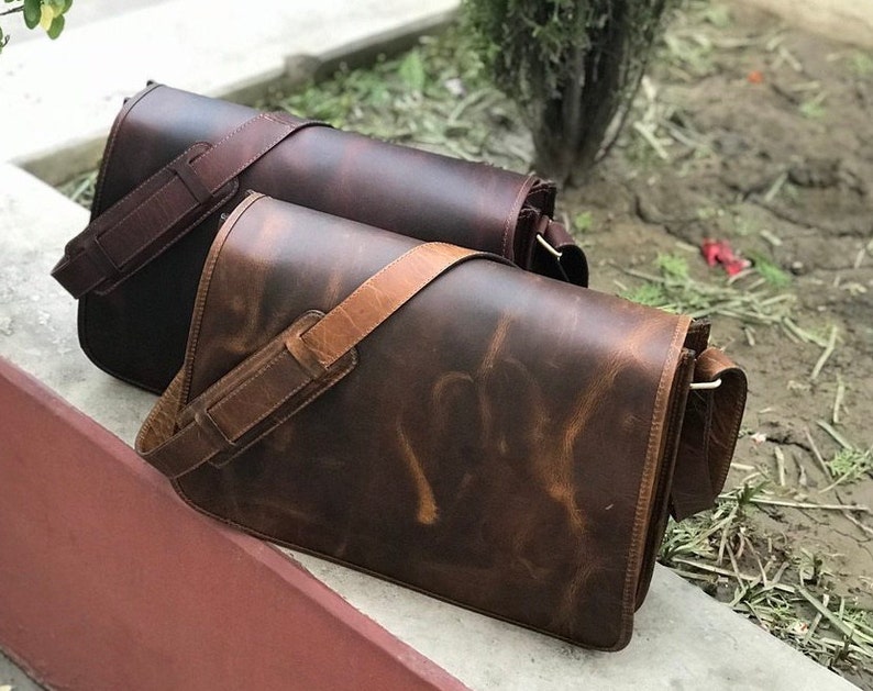 Dark Brown Genuine Leather Messenger Bag Crossbody Messenger Student Bag Christmas Gift Handmade Sling Bag Gift for Him Laptop Bag