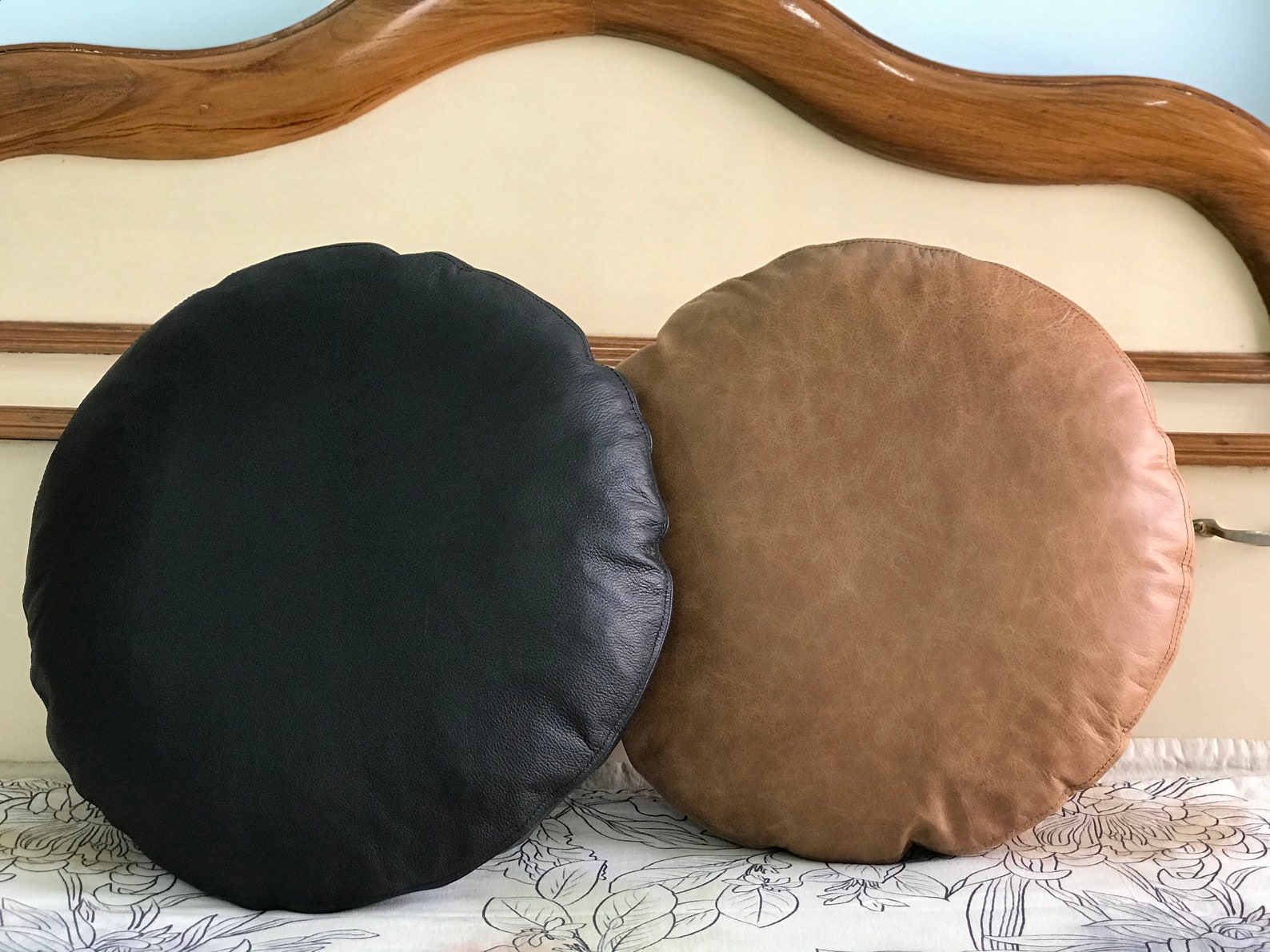 Buy Customized Round Leather Cushion Cover Custom Size Leather Online