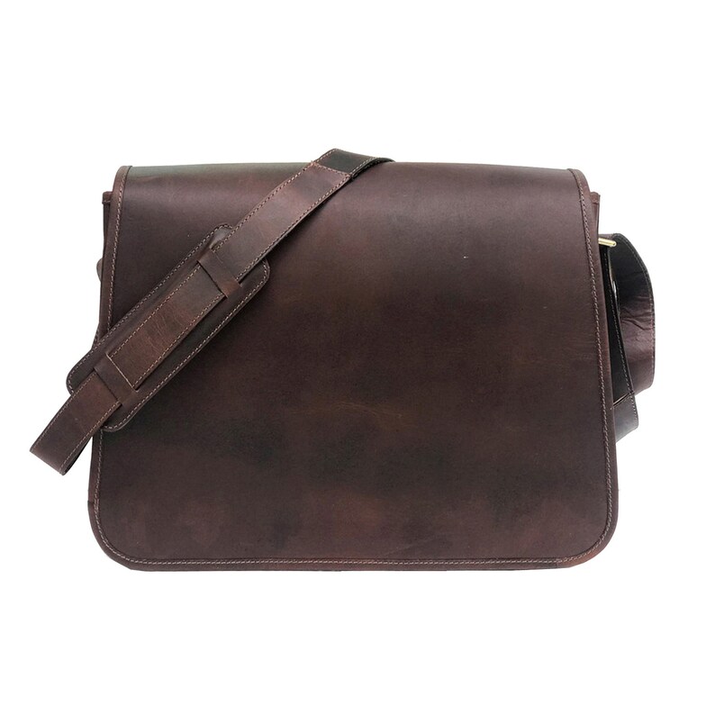 Dark Brown Genuine Leather Messenger Bag Crossbody Messenger Student Bag Christmas Gift Handmade Sling Bag Gift for Him Laptop Bag