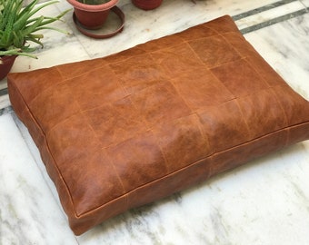 Assorted Collection of Genuine Leather Seat Cushion Cover, Personalized Dog Accessories, Meditation Cushion, Floor Cushion Cover, Pet Bed