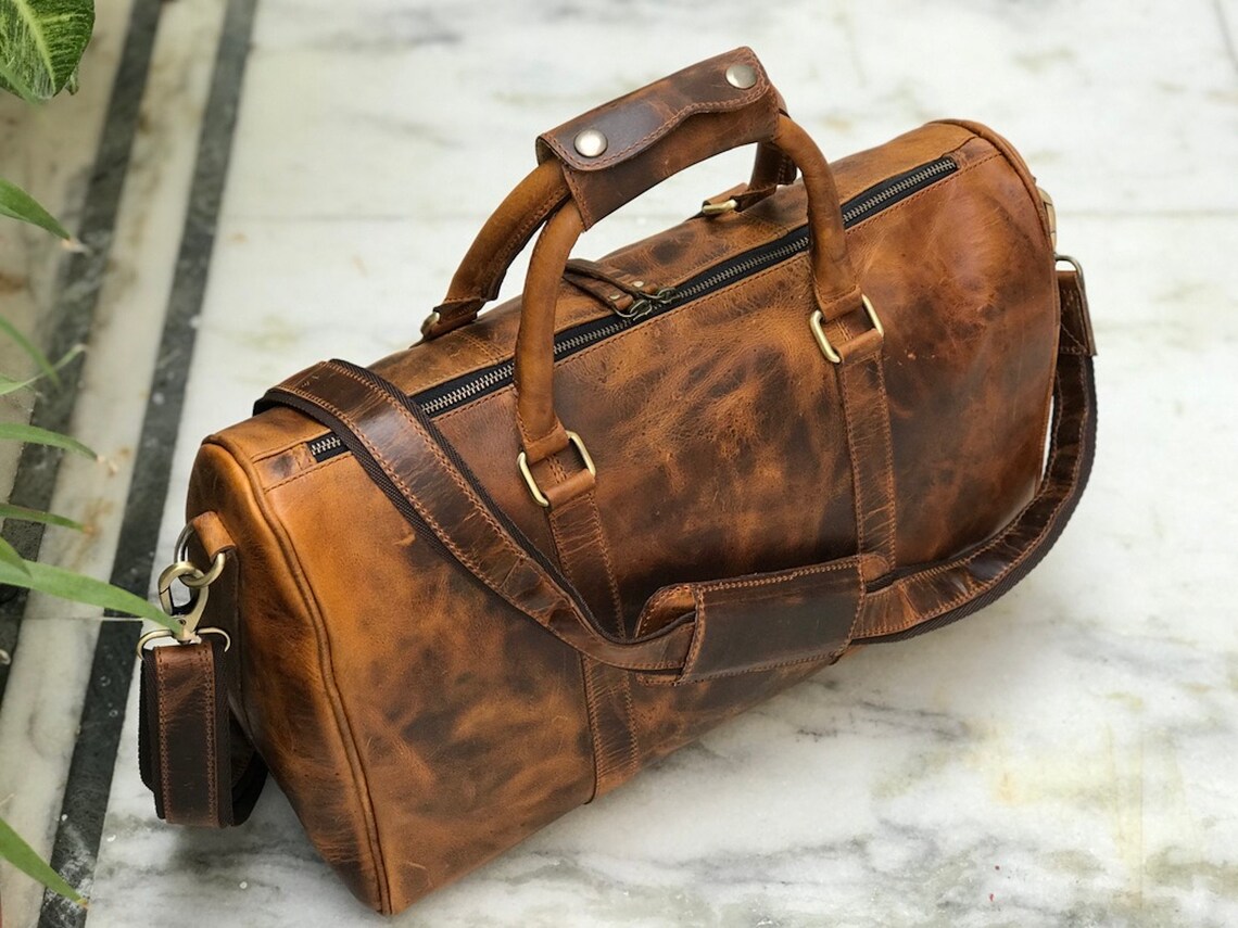 18 inch Crazy Horse Leather Gym Bag Leather Weekender Mini Etsy