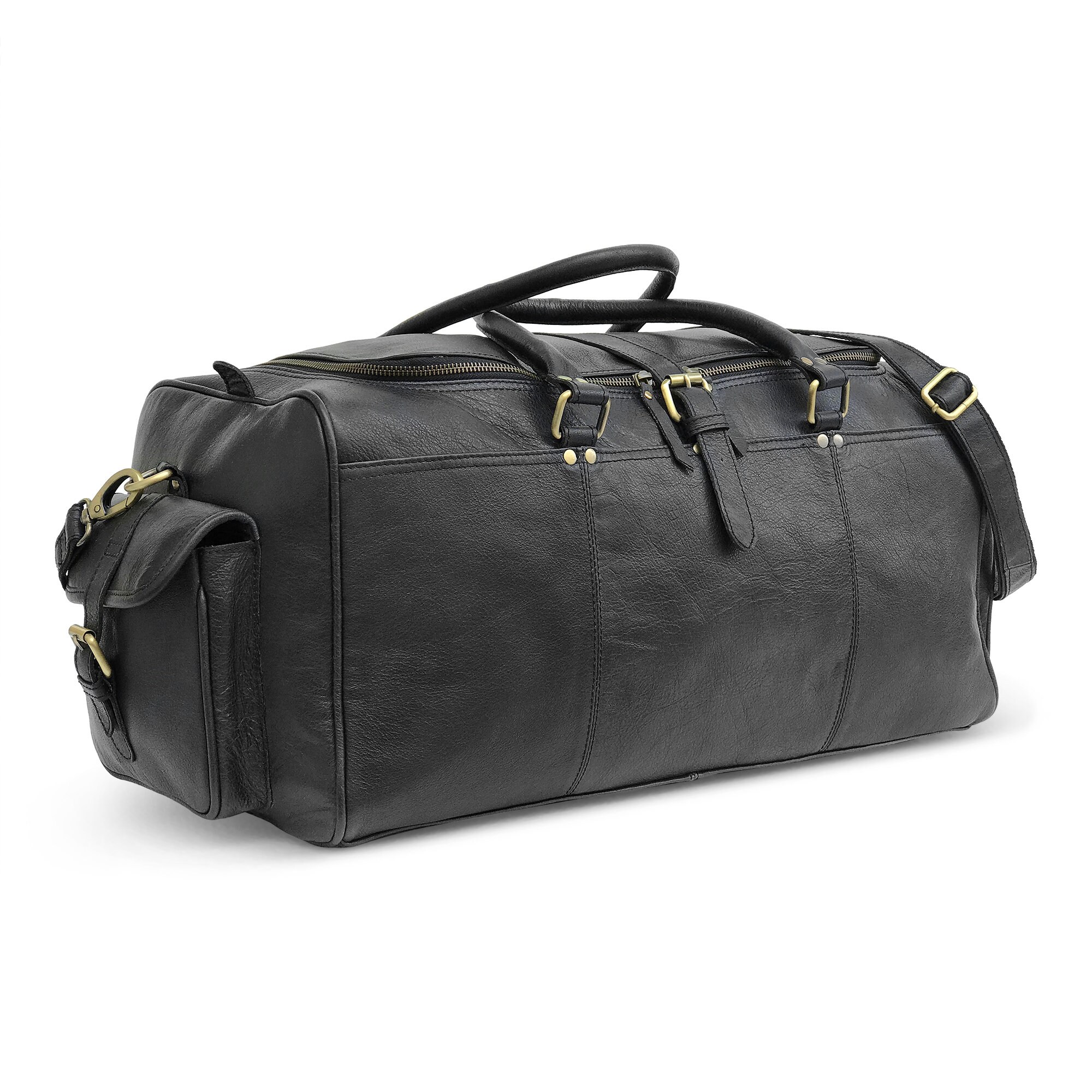 Black Soft Leather Duffle Bag 24 inch Travel Bag Weekender | Etsy