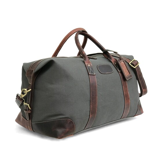 Canvas Leather Travel Luggage Bag for Day Trip Grey Colour - Etsy