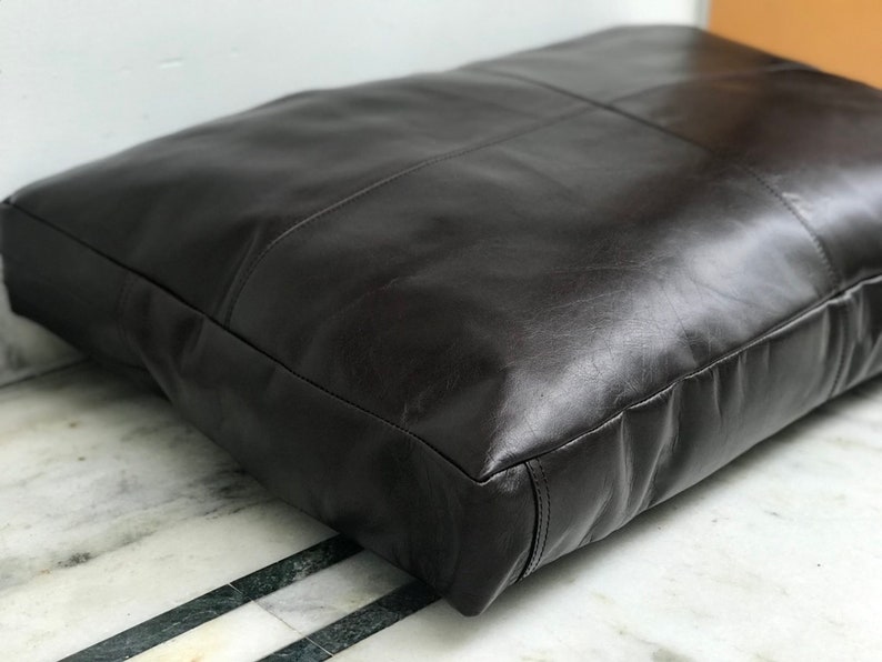 30x20 Coffee Brown Genuine Leather Seat Cushion Cover Dining Etsy