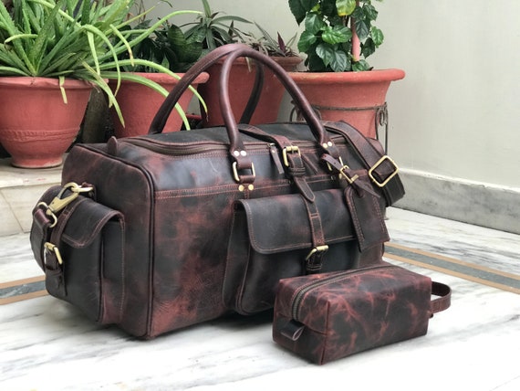 Buffalo Leather Bag Duffle Travel Bag Handmade Bag Large -  UK