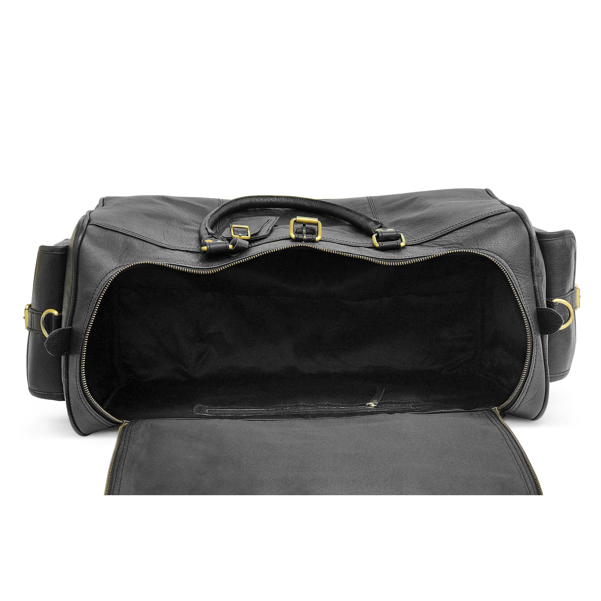 Black Soft Leather Duffle Bag 24 inch Travel Bag Weekender Etsy