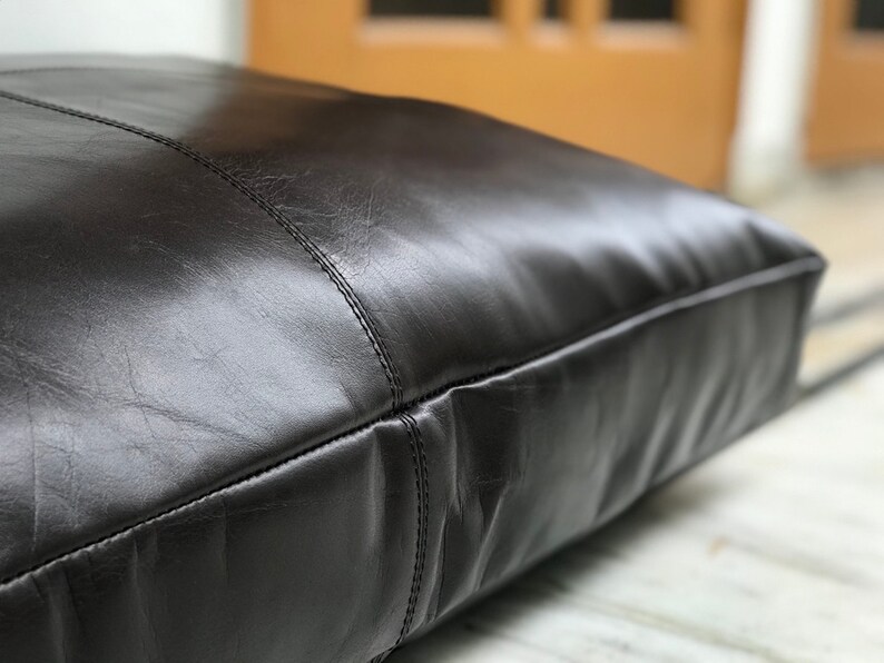 30x20 Coffee Brown Genuine Leather Seat Cushion Cover Dining Etsy