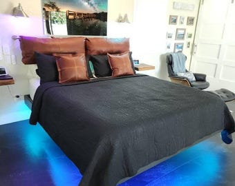 Custom Leather Headboard Cover: Queen Size Bed Cushion, Adjustable Strap