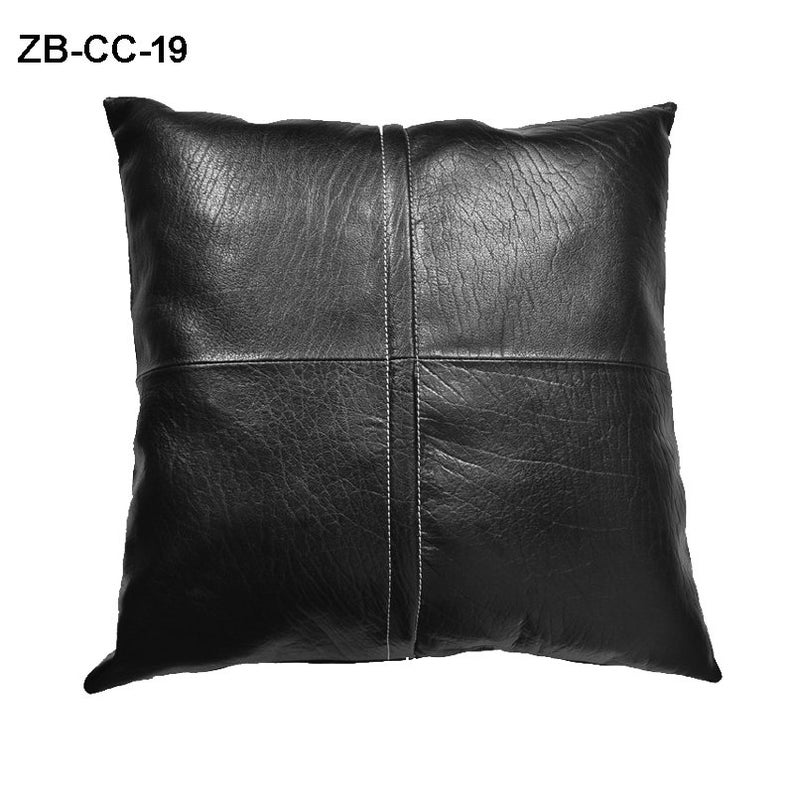 Black Leather Cushion Cover With Pockets 18x18 Inches Etsy UK