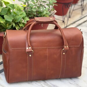 Leather Hunter Weekender Bag Women Bags and Purses Mens Overnight Bag for Aged People, image 10