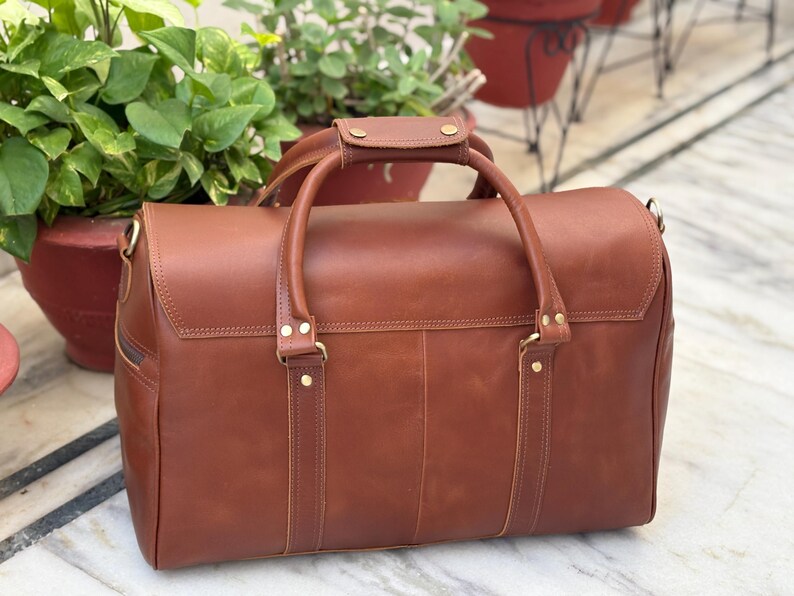 Leather Hunter Weekender Bag Women Bags and Purses Mens Overnight Bag for Aged People, image 10