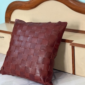Weicher rotbrauner Leder-Kissenbezug werfen Set Kissenbezug