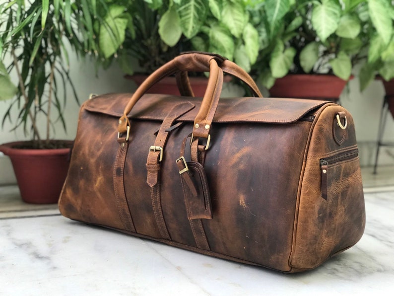 leather weekender bag women's