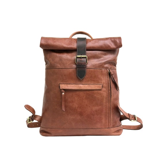 Genuine Leather Rolltop Backpack Handmade Unisex Trip Bag | Etsy