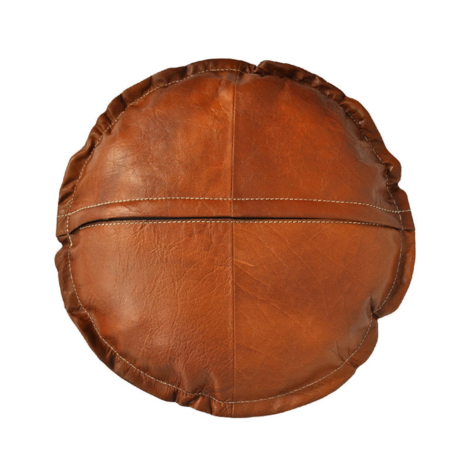 Round Leather Cushion Cover Custom Size Gift for Him Etsy